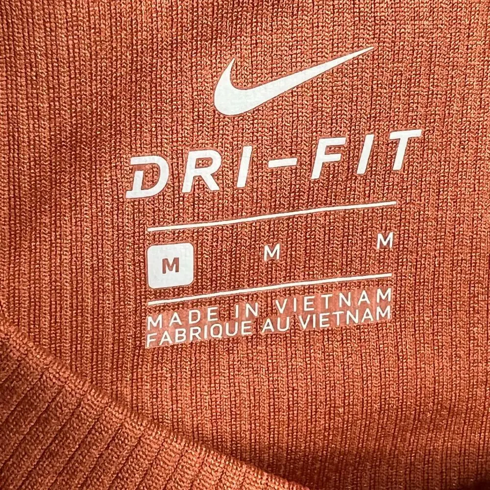 NIKE Dri Fit Studio Ribbed Athletic Tank Top Racerback Burnt Orange Womens Sz M